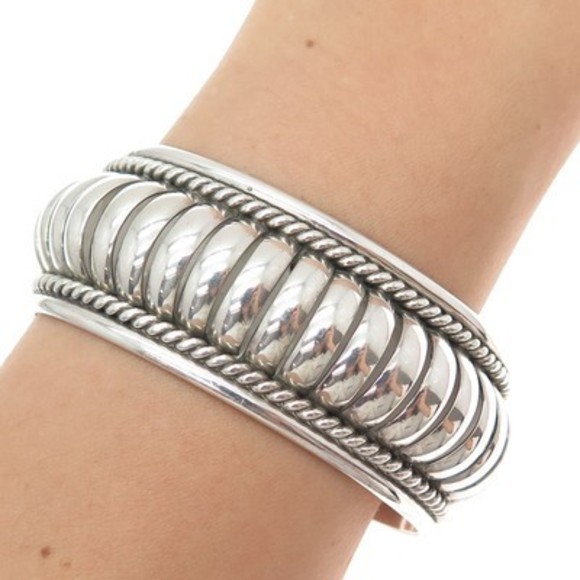 PRICILLA APACHE Old Pawn 925 Sterling Silver Vintage Adjustable Bracelet 6.25